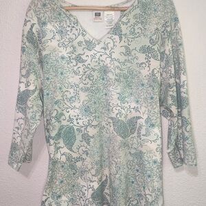 Faded Glory Green 3/4 Sleeve Fitted Blouse